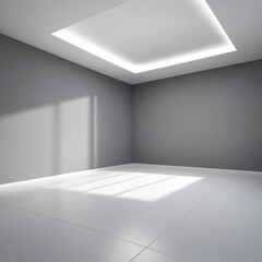 Obraz premium Minimalist Empty Room with White Floor and Gray Walls