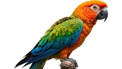 Obraz premium A vibrant macaw perched on a branch with a striking black background displaying colorful plumage detail