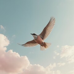 Obraz premium Bird in Flight, Soaring Through Clouds