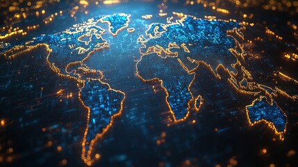 Naklejka premium Global digital network map
