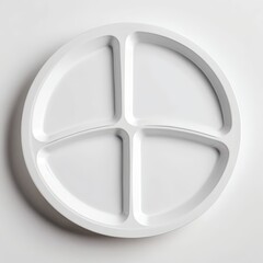 White Divided Plate, Empty Compartment Plate, Four Section Plate