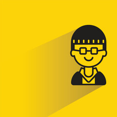 boy character with shadow on yellow background