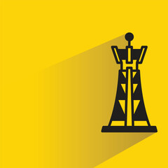 network tower antenna icon with shadow on yellow background