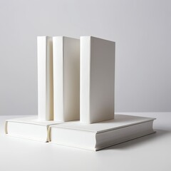 Stack of Blank White Books on White Background
