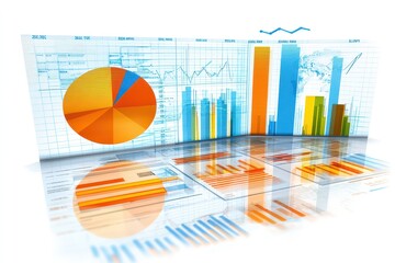 Colorful data visualization showcasing charts and graphs for business analysis