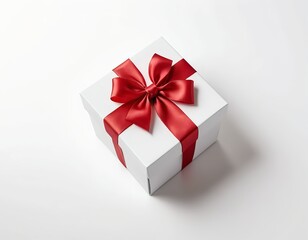 Obraz premium White Gift Box with Red Ribbon Bow