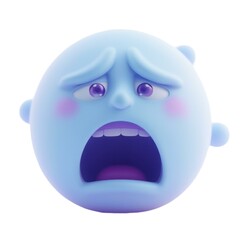 Screaming fear emoji illustration white background digital art isolated view