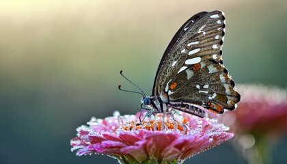 Postman Butterfly on a Dewy Flower