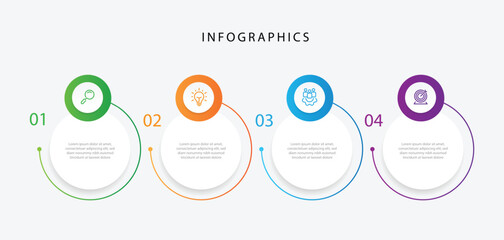 Design template infographic vector element. 4 step process infographic with icons and paper style. Vector timeline can be used for workflow, business presentation and web graphic design.