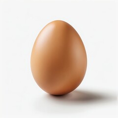Single Brown Egg on White Background
