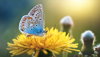 Adonis Blue Butterfly on a Dandelion
