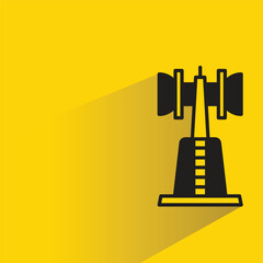 network tower antenna icon with shadow on yellow background