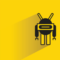 robot character icon with shadow yellow background