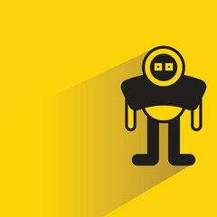 robot character icon with shadow yellow background