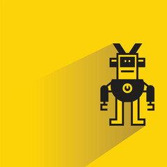 robot character icon with shadow yellow background
