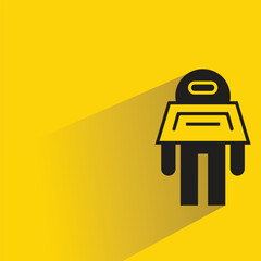 robot character icon with shadow yellow background