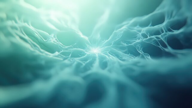 Abstract Teal and Blue Network Background with Glowing Center