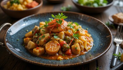 Fototapeta premium Vegetable Stew Plate, Rustic Gourmet Cuisine