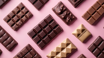 Fototapeta premium A selection of vegan chocolate bars with eco-friendly packaging on a clean background pic