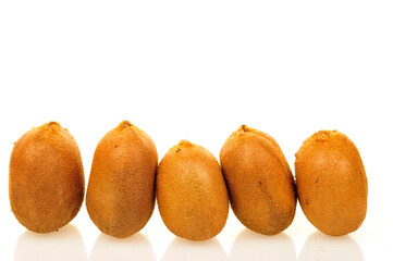 On the white background of kiwi fruit