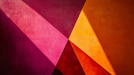 Fototapeta premium A wall displaying a bold combination of red and yellow colors featuring geometric abstraction that creates an eye-catching visual impact and style.