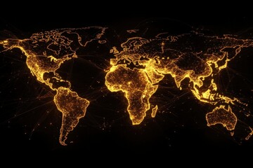 A global network visualized as glowing lines connecting continents