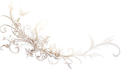 .Illustration of trees, leaves, grass and various botanical elements on a white background.