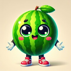 green wattermelon with red balloon