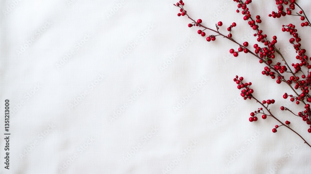 Aufkleber evergreen branches adorned with tiny red berries and snow-dusted pinecones form a beautiful border o