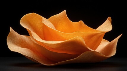 Fototapeta premium Abstract Orange Textured Sculpture on Black Background