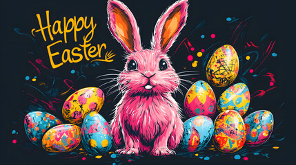 egg, eggs, bunny, cute，holiday, spring, decoration, celebration, color, colorful, easter egg, design, green, card, symbol, pattern, grass, season, illustration, vector, 