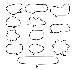 Fototapeta premium Speech Bubble Line, Speech balloon outline icon, Chat Clouds Dialog, Balloon Chat Hand drawn, Talk Phrases frame cute, Speech Bubble for Comment
