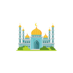 vector illustration of mosjid,eid ul fitr mosjid photo,islamic mosjid,arabic mosjivector drawing of masjid prophetic green domed,Arabic calligraphic style on mosque background.