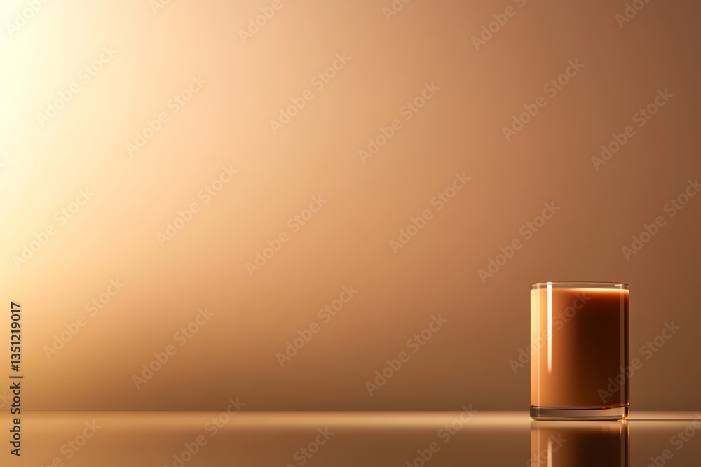 Aufkleber a single glass of amber whiskey sits elegantly on a smooth reflective surface, surrounded by soft sh