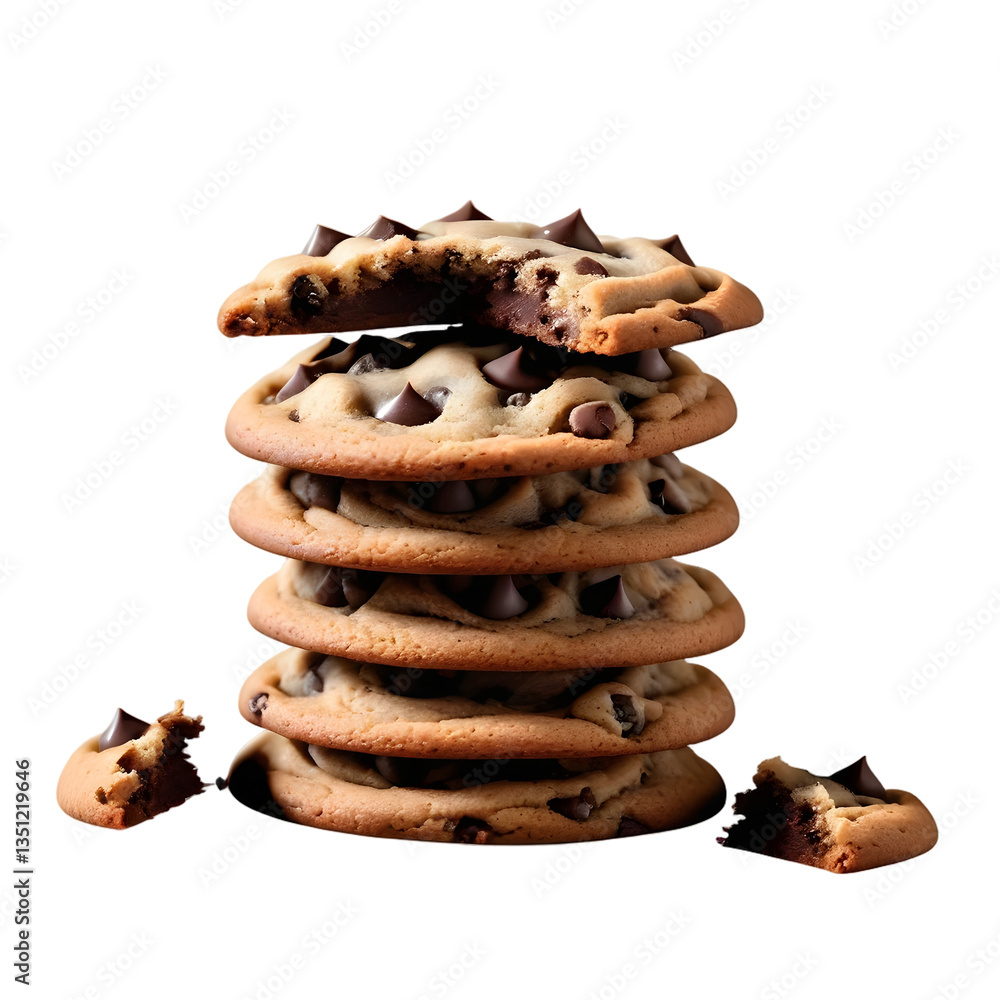 Poster delicious stack of freshly baked cookies piled high on a rustic wooden table with a cozy and invitin