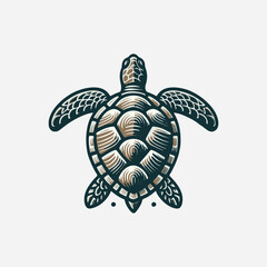 Fototapeta premium turtle mascot character logo design. Sea Turtle vector logo. Artistic and decorative line art turtle illustration