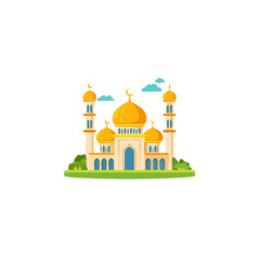 vector illustration of mosjid,eid ul fitr mosjid photo,islamic mosjid,arabic mosjivector drawing of masjid prophetic green domed,