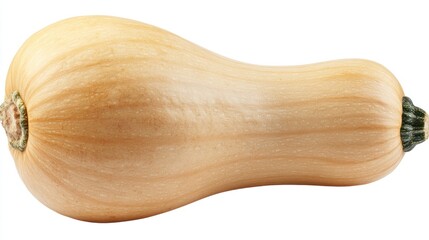A large, smooth butternut squash, isolated on a white background