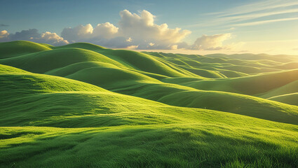 Obraz premium landscape with green grass and blue sky
