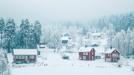 Serene Scandinavian Villa in Winter with Panoramic Snowy Landscape