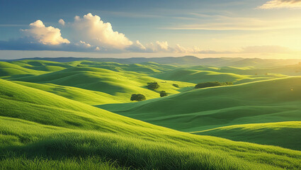 Obraz premium landscape with green field and blue sky