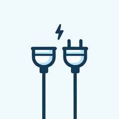 minimalist electric plug and socket icon