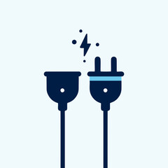 minimalist electric plug and socket icon
