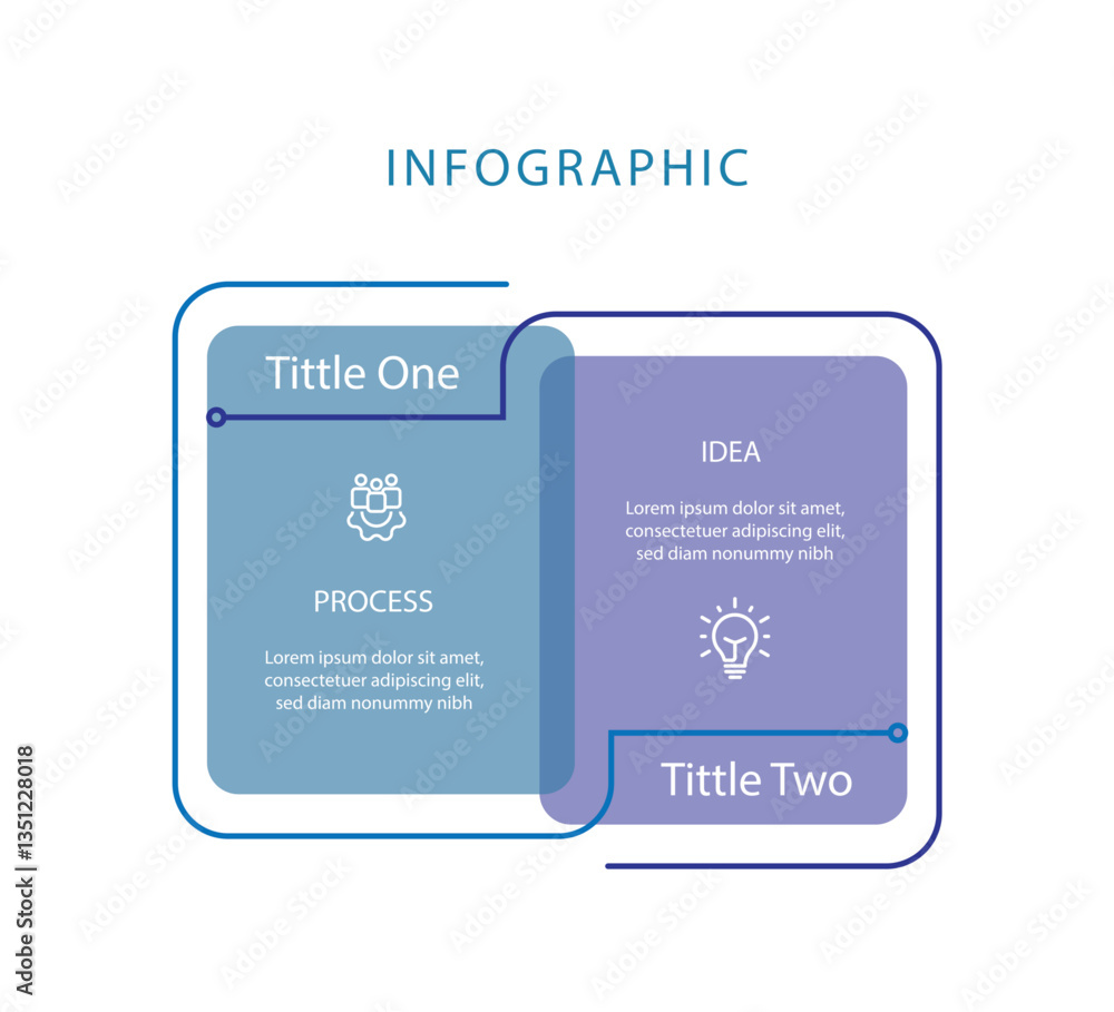 Poster 2 step infographic template, 2 table or columns information with line style. Vector timeline can be used workflow, business presentation and web graphic design 