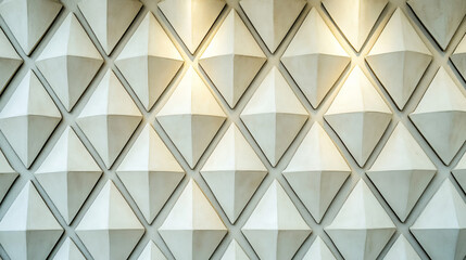 An impressive wall adorned with a unique pattern of triangles creating a distinctive geometric design that captures attention and imagination.