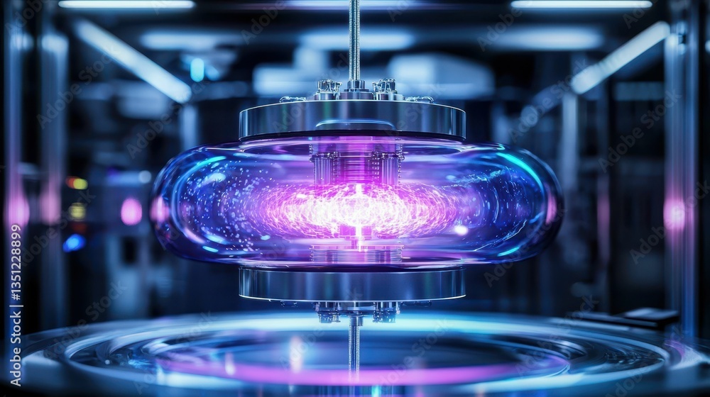 Aufkleber floating generator with glowing plasma inside high-tech environment