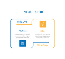 2 step infographic template, 2 table or columns information with line style. Vector timeline can be used workflow, business presentation and web graphic design 