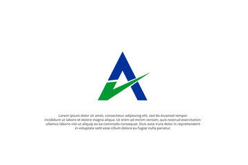 Blue letter A with a green check mark logo