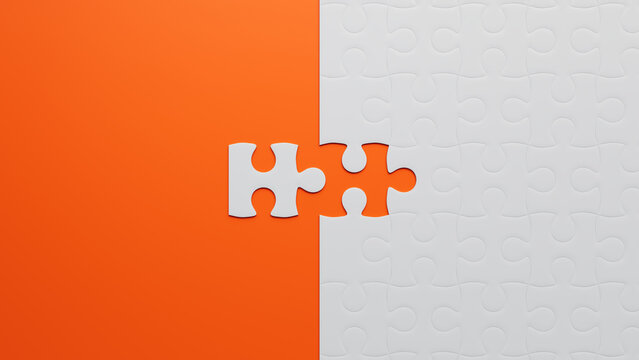 Striking Puzzle Piece Contrast: Creative Concept of Connection and Solution