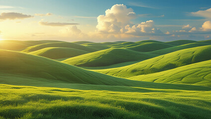 Obraz premium landscape with green field and blue sky